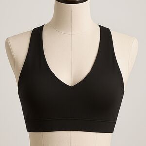 Shein Padded Sports Bra with Cross Front Detail Black Sz M